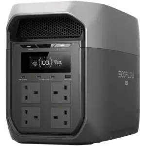 EcoFlow DELTA 3 Max Portable Power Station, 2048Wh LiFePO4 Battery with 2400W AC Output, 4800W Surge, 500W Solar Input, UPS 10ms, Fast Charging Home Backup, Black/Gray | DELTA-3-MAX