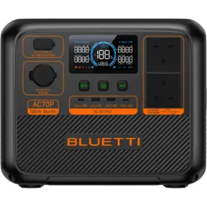 Bluetti AC70P Portable Power Station 1000W 864Wh LiFePO4 Solar Generator with 950W Turbo Charging, UPS Function, Multiple AC/DC Outputs for Camping, RV, Travel and Home Backup, Black | C70P