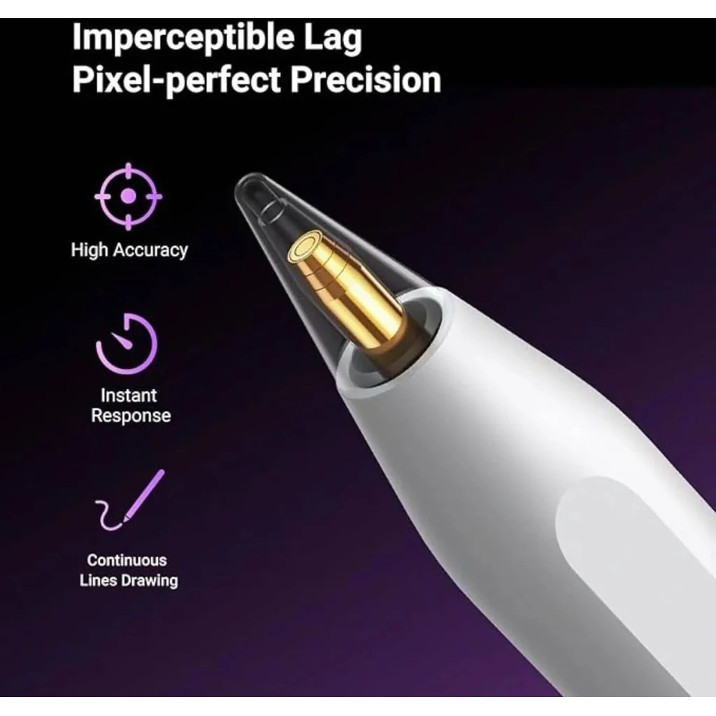 UGREEN Wireless Charging Smart Stylus Pen for iPad, Wireless Charging Active Stylus Pencil, Magnetic Attachment, Palm Rejection, Tilt Sensitivity, 1.5mm Precision Tip, White | 15910 - Image 5