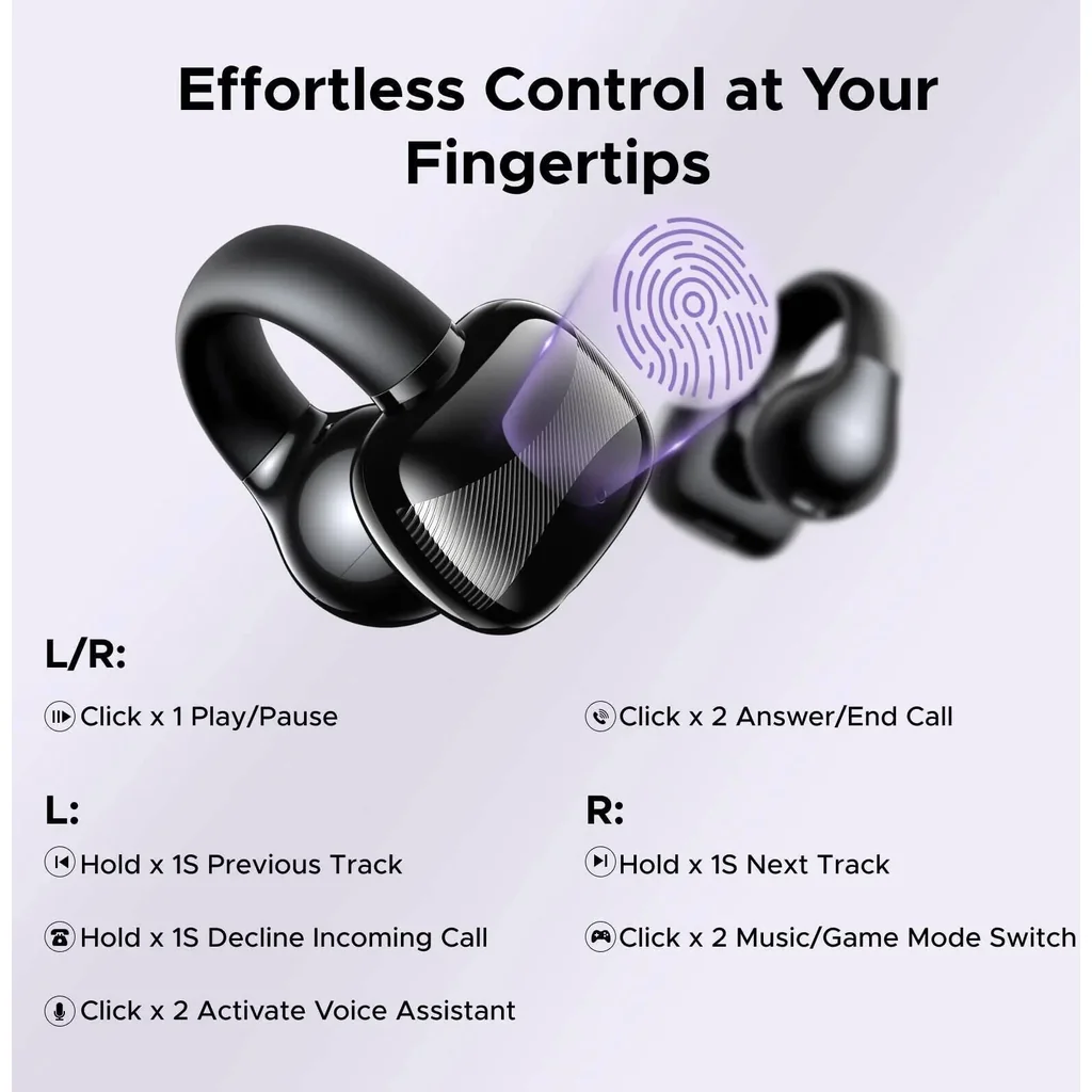 UGREEN HiTune S3 True Wireless Earbuds, Open Ear Bluetooth 5.4 Earphones, Clip On Sports Headphones, 30H Playtime, IPX5 Water Resistant, USB C Charging, Purple | 55430 - Image 3