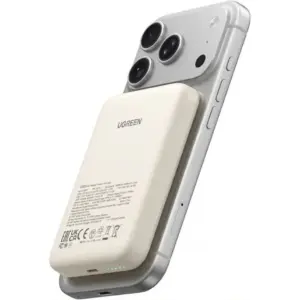 UGREEN 5000mAh Magnetic Wireless Power Bank, 15W USB-C Fast Charging, Slim Compact Magnetic Battery Pack, Portable Wireless Charger, Beige | 25207