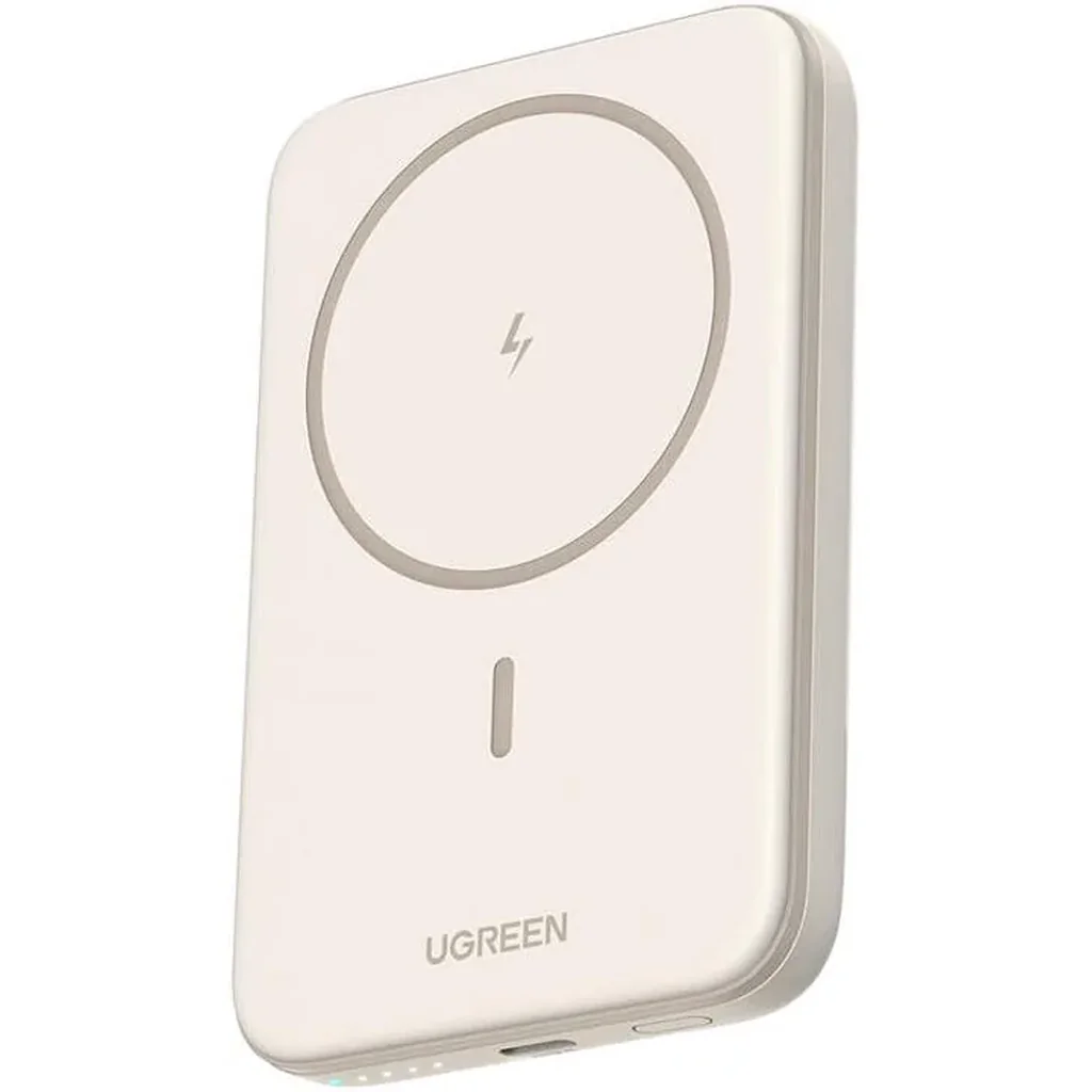 UGREEN 5000mAh Magnetic Wireless Power Bank, 15W USB-C Fast Charging, Slim Compact Magnetic Battery Pack, Portable Wireless Charger, Beige | 25207 - Image 2