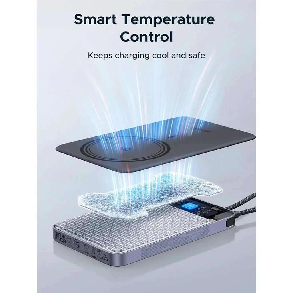 UGREEN MagFlow Air Qi2 10000mAh Magnetic Power Bank, 30W USB-C Fast Charging, Qi2 15W Magnetic Wireless Charger, Built-In USB-C Cable, Ultra-Slim Portable Battery Pack, Space Gray | 75982 - Image 9