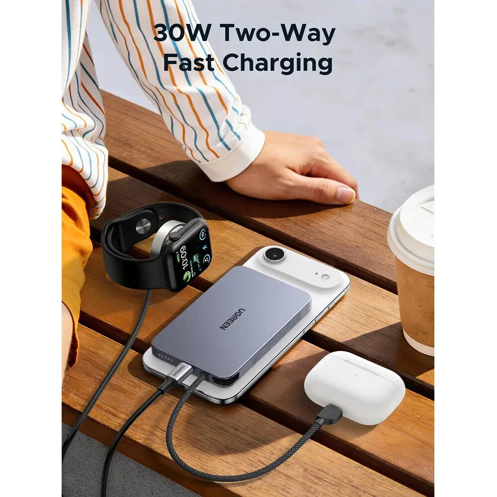 UGREEN MagFlow Air Qi2 10000mAh Magnetic Power Bank, 30W USB-C Fast Charging, Qi2 15W Magnetic Wireless Charger, Built-In USB-C Cable, Ultra-Slim Portable Battery Pack, Space Gray | 75982 - Image 11