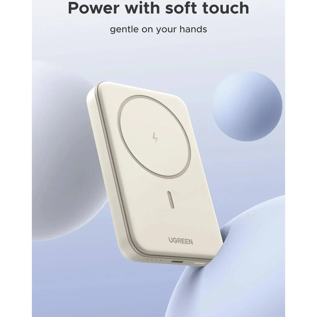 UGREEN 10000mAh Magnetic Wireless Power Bank, 20W USB-C Fast Charging, Slim Compact Magnetic Battery Pack, Portable Wireless Charger, White | 25208 - Image 4