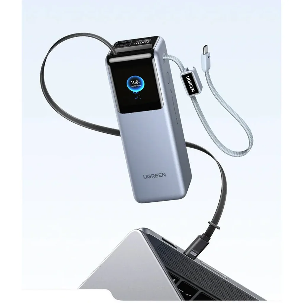 UGREEN Nexode Pro 25000mAh 200W Power Bank PB728, Dual Built-in USB-C Cables, TFT Smart Display, PD Fast Charging Portable Charger, Black | PB728-75702B - Image 3