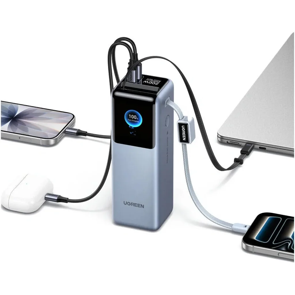 UGREEN Nexode Pro 25000mAh 200W Power Bank PB728, Dual Built-in USB-C Cables, TFT Smart Display, PD Fast Charging Portable Charger, Black | PB728-75702B - Image 4