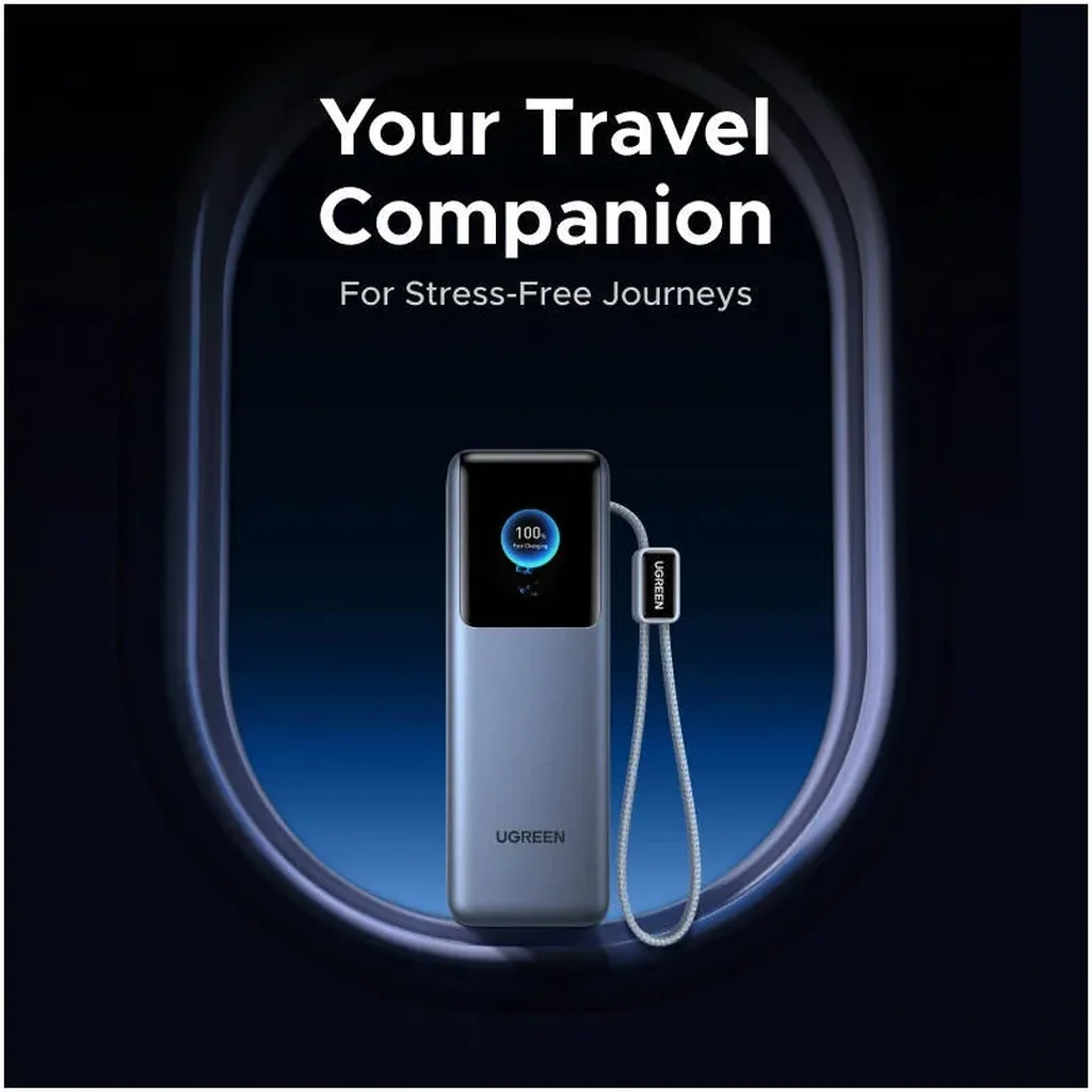 UGREEN Nexode Pro 25000mAh 200W Power Bank PB728, Dual Built-in USB-C Cables, TFT Smart Display, PD Fast Charging Portable Charger, Black | PB728-75702B - Image 9