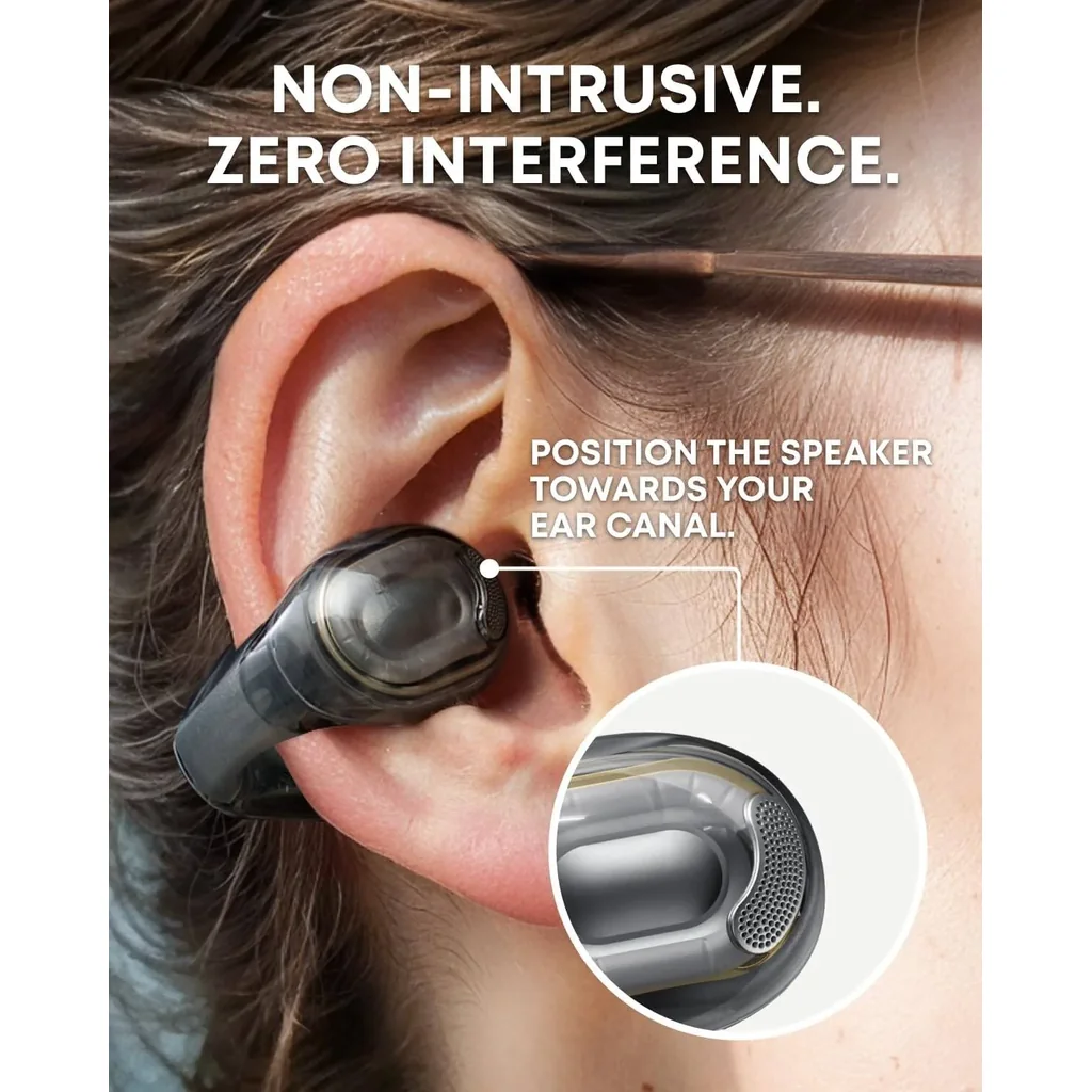 Anker Soundcore C40i, Open-Ear Earbuds, Clip-On Headphones, Flexible Joint Design, Button Controls, Lightweight Comfort, Stable Fit with Attachable Ear Grips, Expansive Drivers, Black/Clear | C40i - Image 6