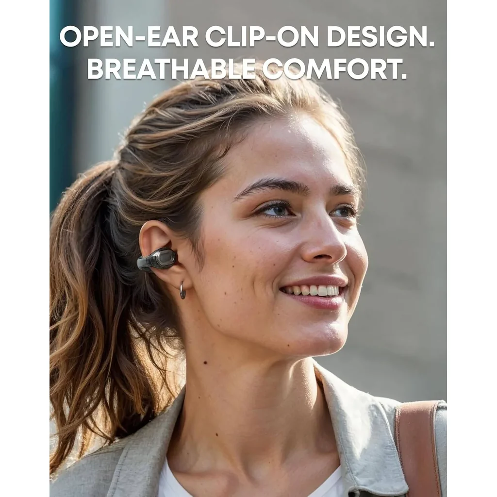 Anker Soundcore C40i, Open-Ear Earbuds, Clip-On Headphones, Flexible Joint Design, Button Controls, Lightweight Comfort, Stable Fit with Attachable Ear Grips, Expansive Drivers, Black/Clear | C40i - Image 8