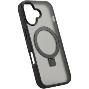 CROWNYX Aegis GripStand Pro Case for iPhone 16, Compatible with MagSafe, Shockproof, Slim Hybrid TPU Cover with Kickstand & Grip Ring, Black | IP16-MGSF-AGSP-BLK