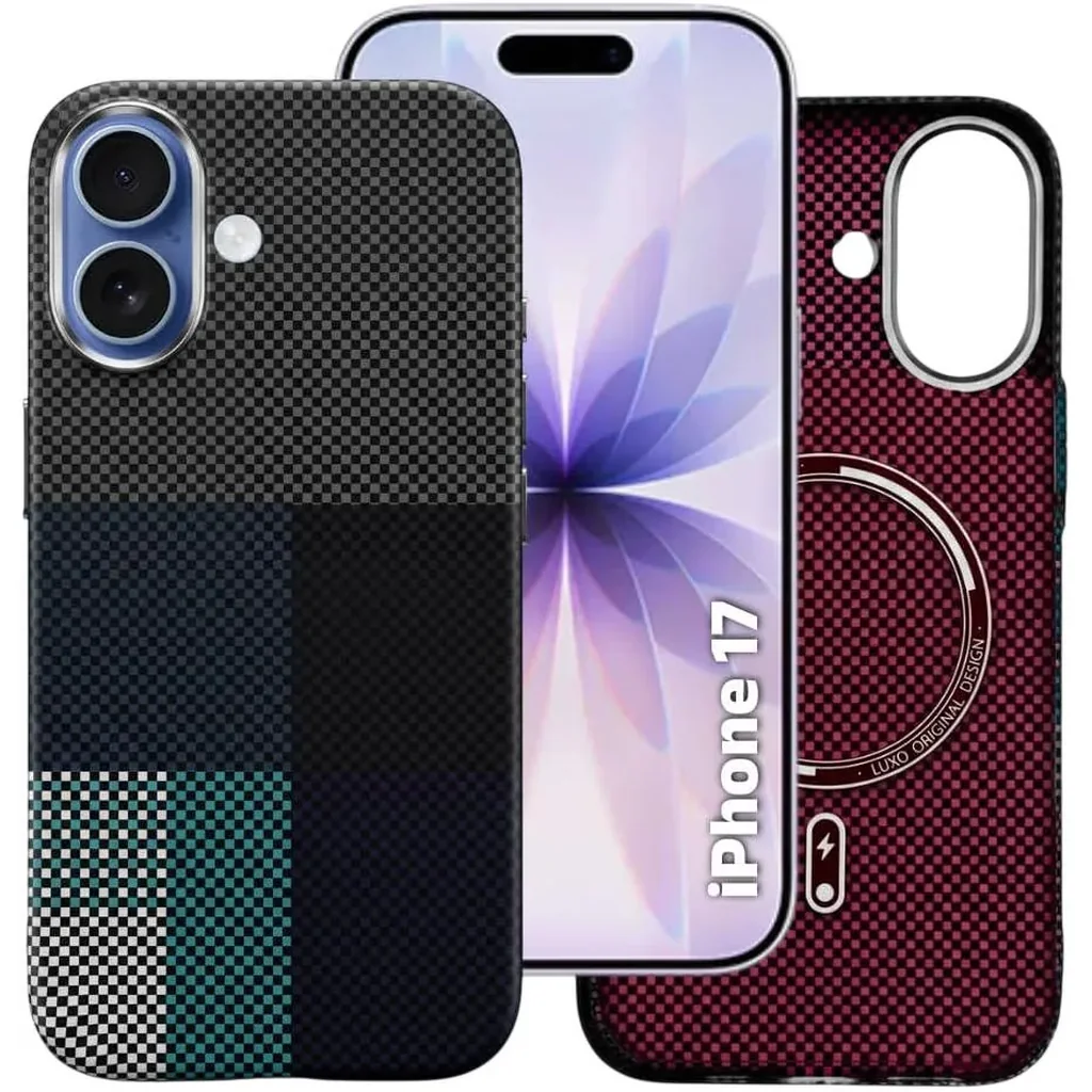 CROWNYX Carbon Fiber Case for iPhone 17, MagSafe Compatible, Ultra Slim Drop Resistant Cover, Anti-Slip, Anti-Scratch, Blue| IP17-MGSF-FBONE-BLU