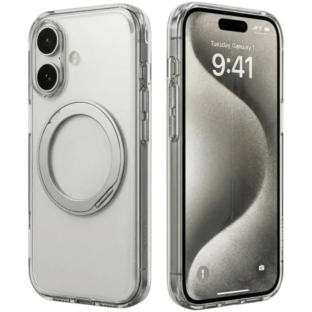 CROWNYX Crystal Spin Case for iPhone 16, 360 Degree Spin Ring Stand, Magsafe Compatible, Military Grade Protection, Anti Yellowing, Transparent Back, Scratch Resistant | IP16-MGSF-CSP - Image 3