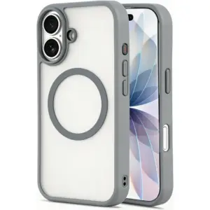 CROWNYX Fusion Clear TPU Case for iPhone 17, MagSafe Compatible, Shockproof, Slim DEsign, Hard PC Back & Flexible TPU Bumper, Anti-Yellow, Gray | IP17-MGSF-FC-GRY