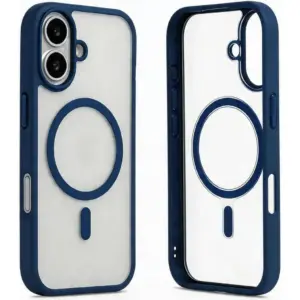 CROWNYX Fusion Clear TPU Case for iPhone 17, MagSafe Compatible, Shockproof, Slim DEsign, Hard PC Back & Flexible TPU Bumper, Anti-Yellow, Blue | IP17-MGSF-FC-BLU