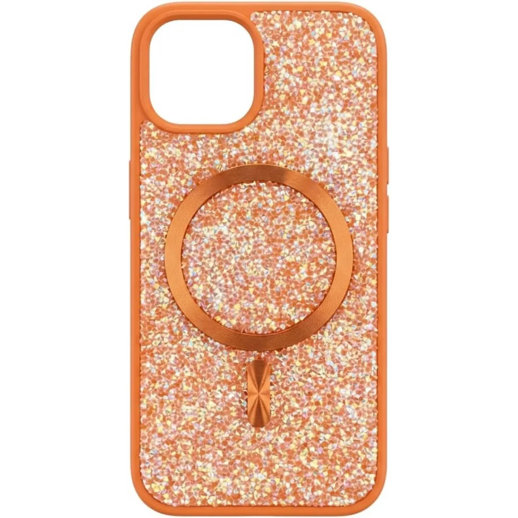 CROWNYX GlamAura Glitter Case for Iphone 15, Magsafe Compatible, Bling Sparkle Shockproof Phone, Bumper Cover, Orange | IP15-MGSF-GA-ORG - Image 2