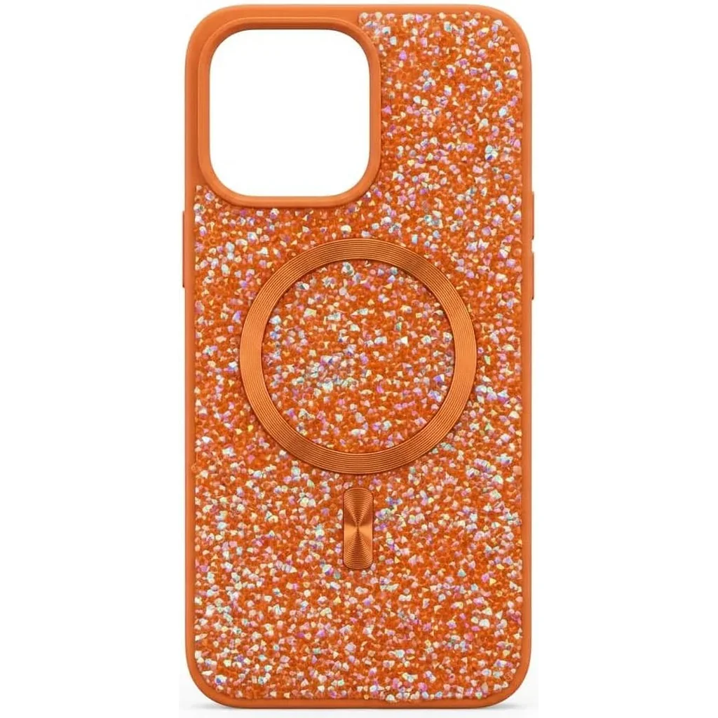 CROWNYX GlamAura Glitter Case for Iphone 15 Pro Max, Magsafe Compatible, Bling Sparkle Shockproof Phone, Bumper Cover, Orange | IP15PM-MGSF-GA-ORG - Image 2