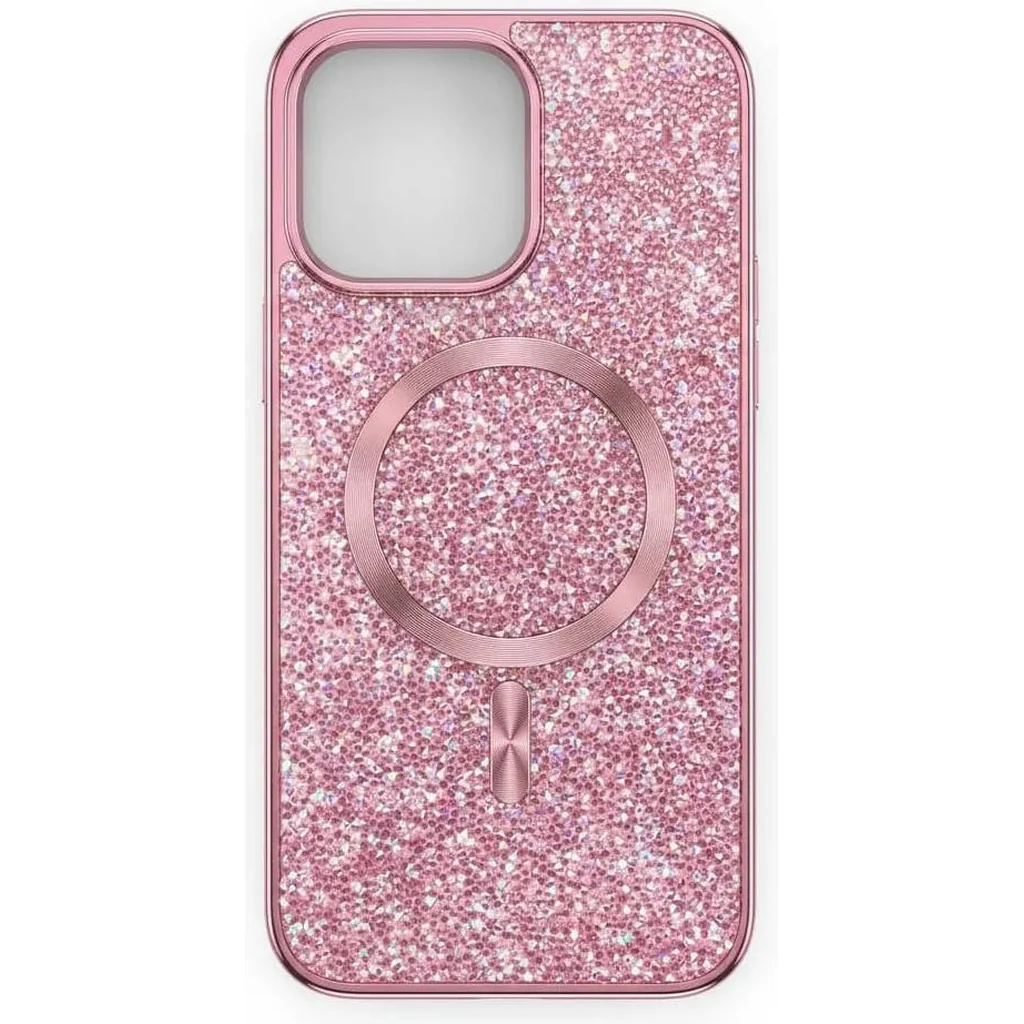 CROWNYX GlamAura Glitter Case for Iphone 15 Pro Max, Magsafe Compatible, Bling Sparkle Shockproof Phone, Bumper Cover, Pink | IP15PM-MGSF-GA-PNK - Image 4