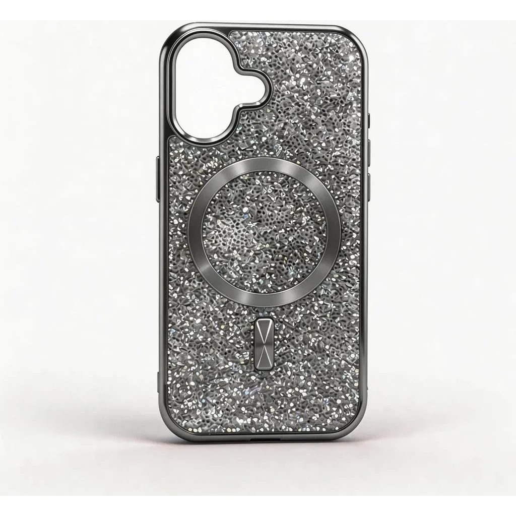 CROWNYX GlamAura Glitter Case for Iphone 17, Magsafe Compatible, Bling Sparkle Shockproof Phone, Bumper Cover, Gray | IP17-MGSF-GA-GRY - Image 2