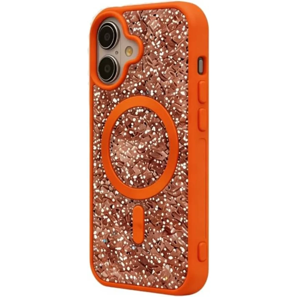 CROWNYX GlamAura Glitter Case for Iphone 17, Magsafe Compatible, Bling Sparkle Shockproof Phone, Bumper Cover, Orange | IP17-MGSF-GA-ORG - Image 2