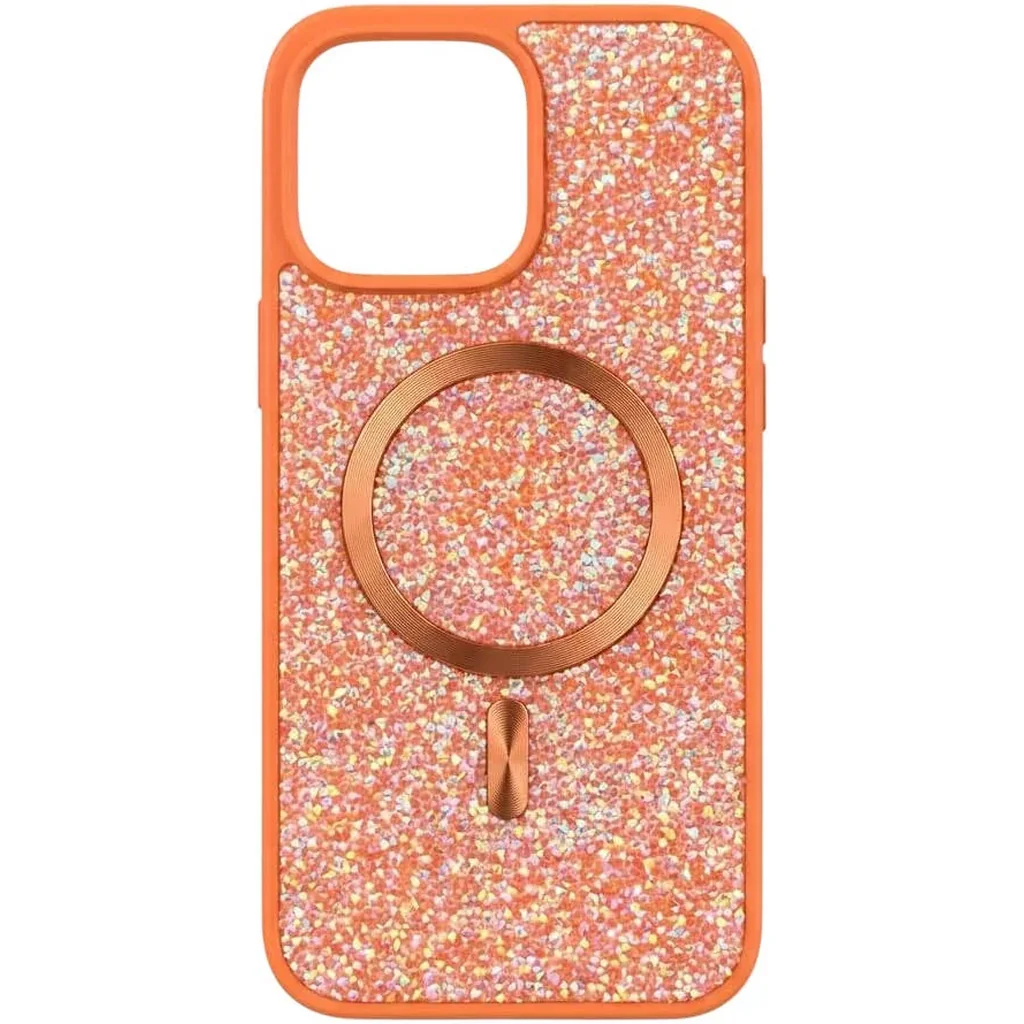 CROWNYX GlamAura Glitter Case for Iphone 16 Pro Max, Magsafe Compatible, Bling Sparkle Shockproof Phone, Bumper Cover, Orange | IP16PM-MGSF-GA-ORG - Image 2