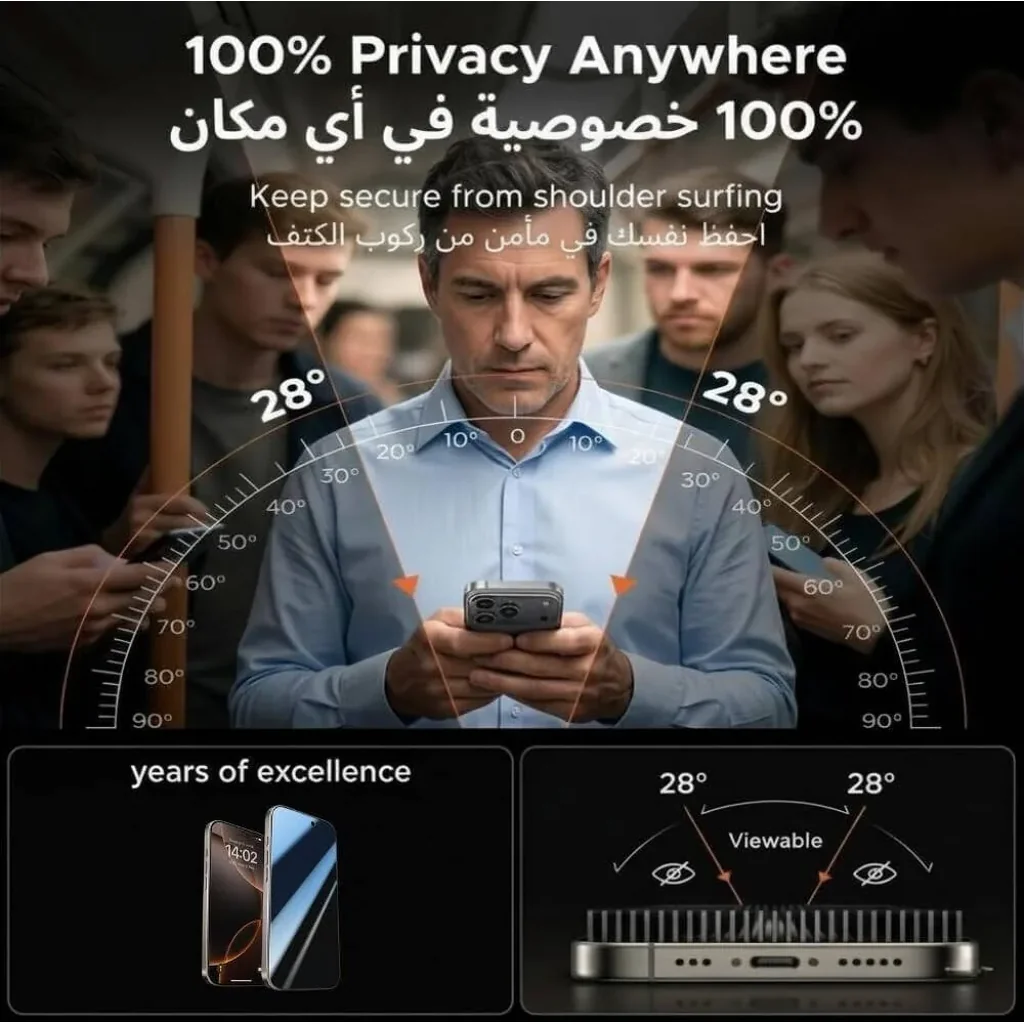 CROWNYX Privacy Screen Protector for iPhone 16, Dust free, Anti Finger Print, Shatter Proof, Scratch Resistant, Anti Spy Tempered Glass, Easy Installation Kit | IP-16-GPSP - Image 4