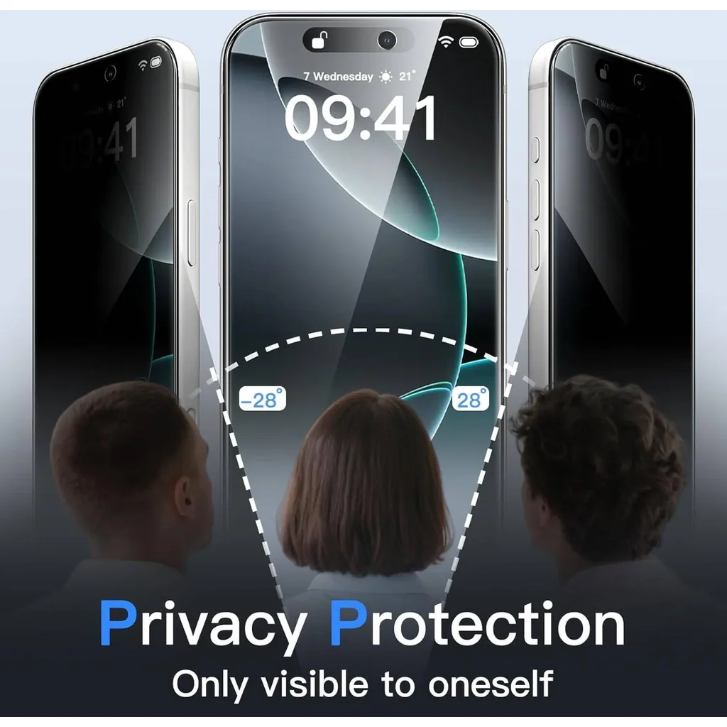 CROWNYX Privacy Screen Protector for iPhone 16 Pro, Dust free, Anti Finger Print, Shatter Proof, Scratch Resistant, Anti Spy Tempered Glass, Easy Installation Kit | IP-16P-GPSP - Image 5