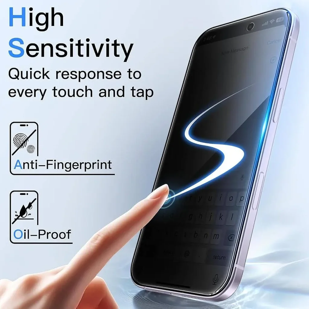 CROWNYX Privacy Screen Protector for iPhone 17, Dust free, Anti Finger Print, Shatter Proof, Scratch Resistant, Anti Spy Tempered Glass, Easy Installation Kit | IP-17-GPSP - Image 6