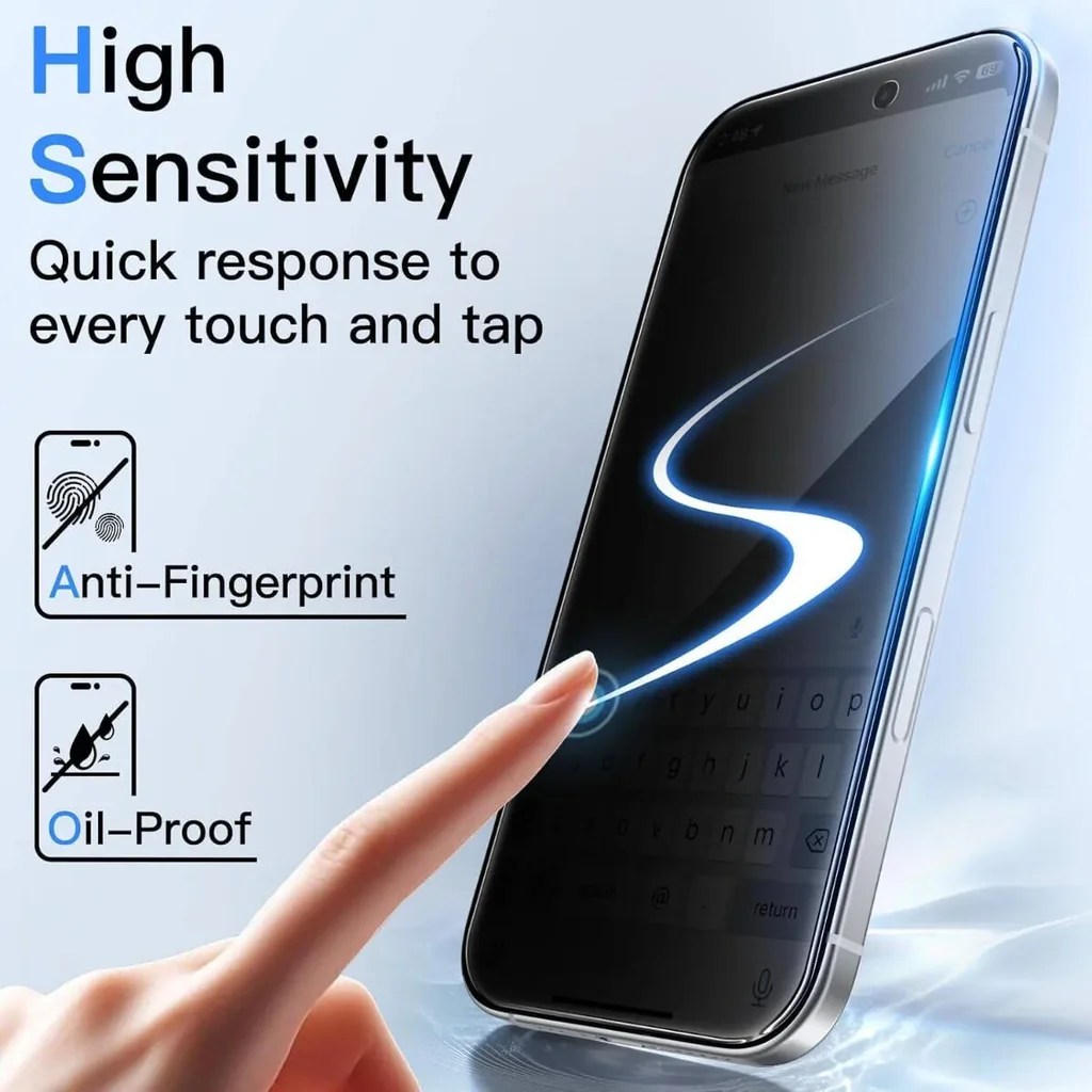 CROWNYX Privacy Screen Protector for iPhone 17 Pro, Dust free, Anti Finger Print, Shatter Proof, Scratch Resistant, Anti Spy Tempered Glass, Easy Installation Kit | IP-17P-GPSP - Image 4