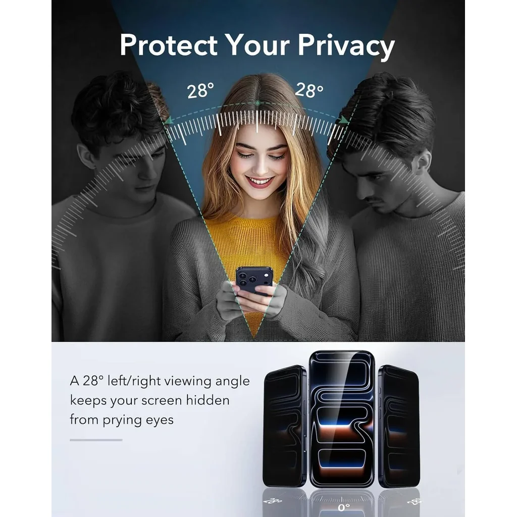 CROWNYX Privacy Screen Protector for iPhone 17 Pro, Dust free, Anti Finger Print, Shatter Proof, Scratch Resistant, Anti Spy Tempered Glass, Easy Installation Kit | IP-17P-GPSP - Image 5