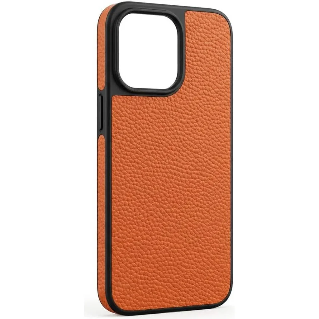CROWNYX Regal Leather Case for Iphone 15 Pro, MagSafe Compatible, Anti-Slip Grip, Shockproof, Raised Camera Protection, Orange | IP15P-MGSF-RGL-ORG - Image 2