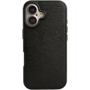 CROWNYX Regal Leather Case for Iphone 16 Plus, MagSafe Compatible, Anti-Slip Grip, Shockproof, Raised Camera Protection, Black | IP16PL-MGSF-RGL-BLK
