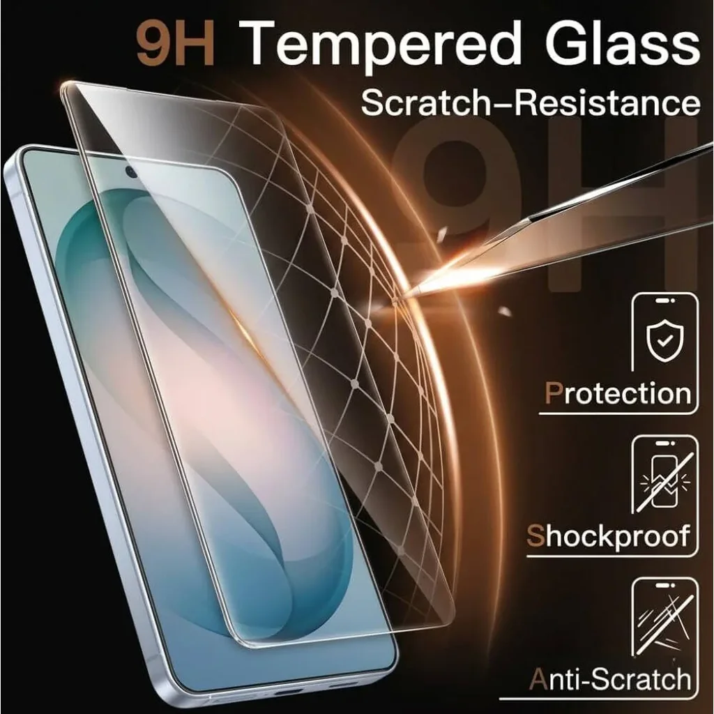 CROWNYX Clear Screen Protector for Samsung Galaxy S25 Plus, 9H Hardness, Military Grade Shatterproof, Black Edge Tempered Glass with Easy Installation Tool, Case-Friendly, HD Clear | SAM-S25PL-CSP - Image 4