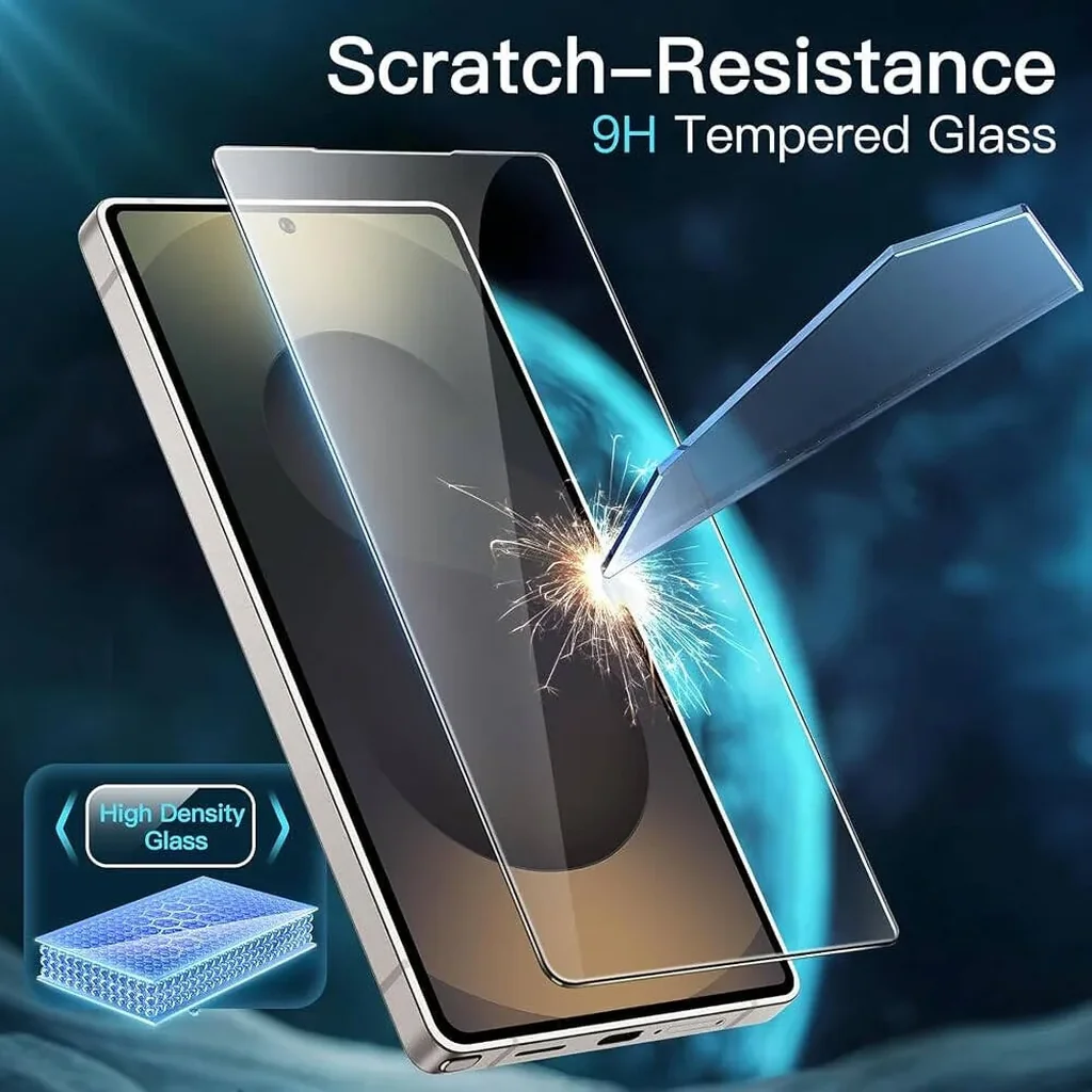 CROWNYX Clear Screen Protector for Samsung Galaxy S25 Plus, 9H Hardness, Military Grade Shatterproof, Black Edge Tempered Glass with Easy Installation Tool, Case-Friendly, HD Clear | SAM-S25PL-CSP - Image 5