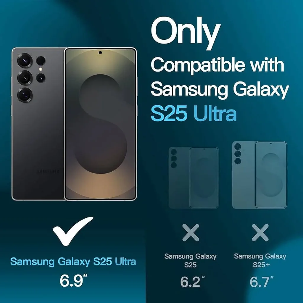 CROWNYX Clear Screen Protector for Samsung Galaxy S25 Ultra, 9H Hardness, Military Grade Shatterproof, Black Edge Tempered Glass with Easy Installation Tool, Case-Friendly, HD Clear | SAM-S25ULT-CSP - Image 2