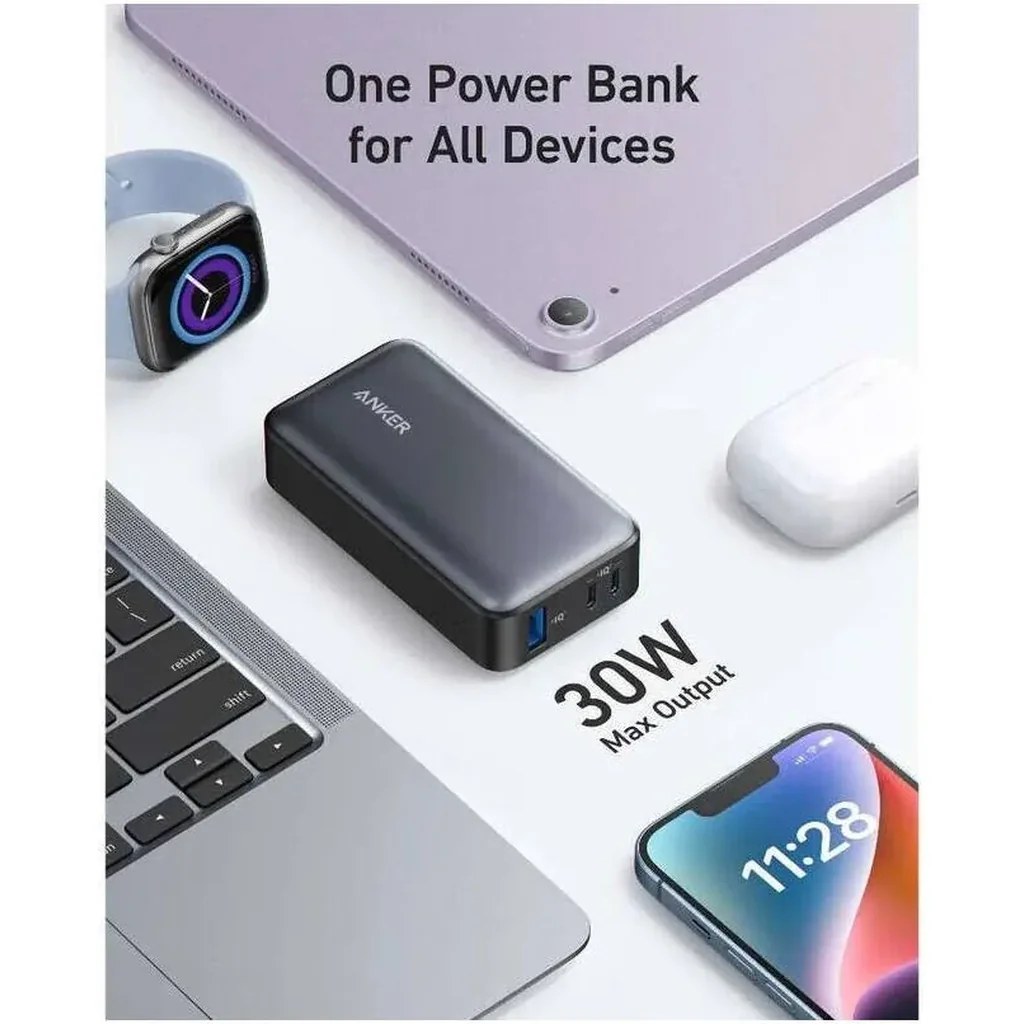 Anker 533 Power Bank, 10000mAh Portable Charger, 30W USB C PD Fast Charging Power Bank, Smart LED Display, 3 Port Power Bank, | A1256H12 - Image 3