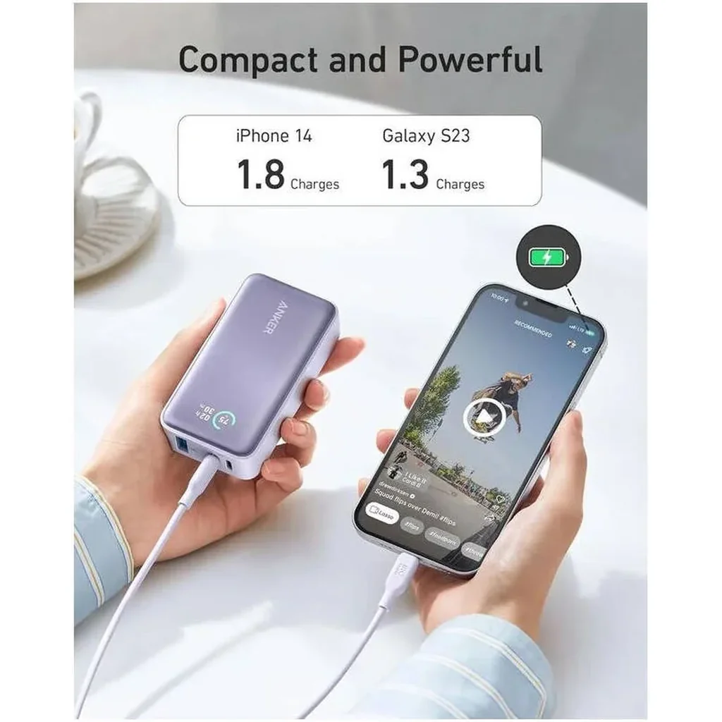 Anker 533 Power Bank, 10000mAh Portable Charger, 30W USB C PD Fast Charging Power Bank, Smart LED Display, 3 Port Power Bank, | A1256H12 - Image 6