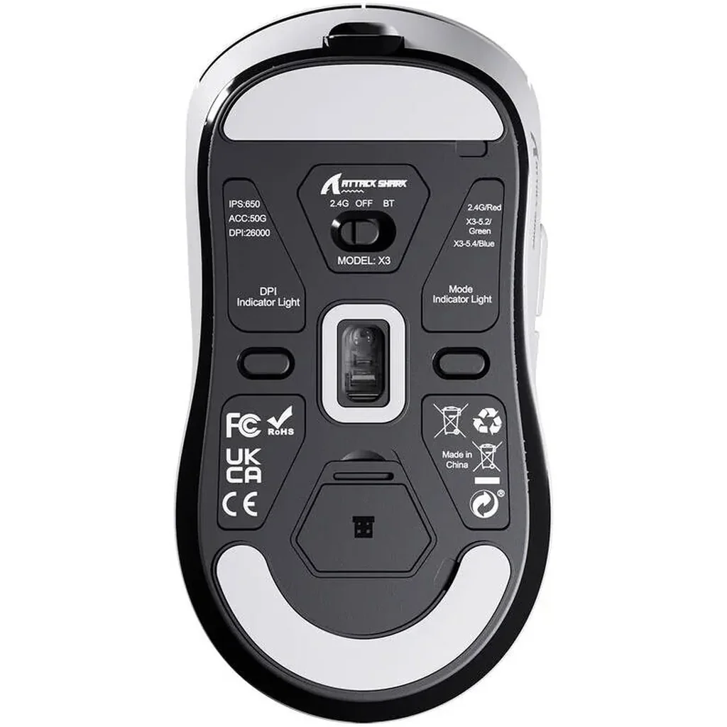 ATTACK SHARK X3 49g Ultralight Mouse, PixArt PAW3395 Gaming Sensor, BT/2.4G Wireless/Wired Gaming Mouse, 26000 DPI, 200 Hours Battery, Office Mice for Win11/Xbox/PS/Mac, White | X3 - Image 5