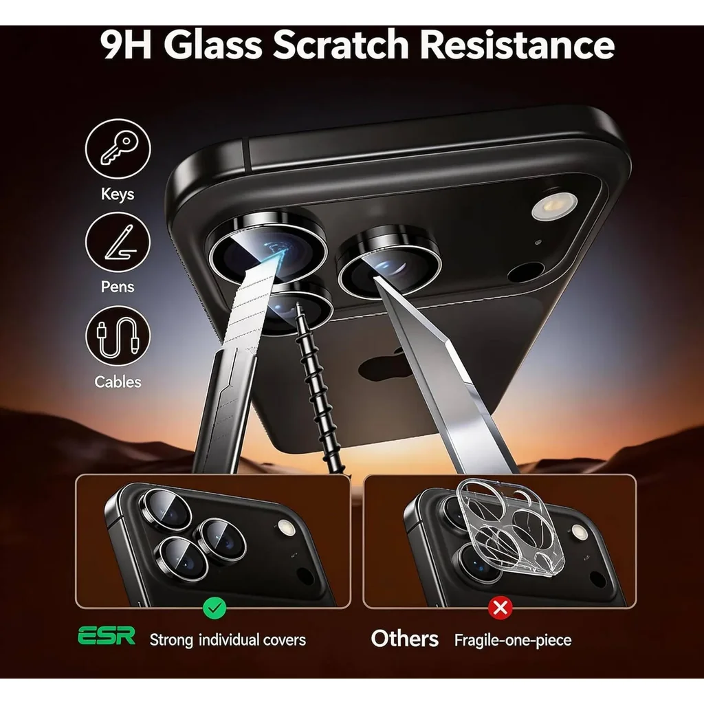 CROWNYX Camera 3D Individual Lens Protector for iPhone 15 Pro or 15 Pro Max, 9H Tempered Glass, Anti-Scratch, Anti-Oil, Anti-Shock, Dirt Resistant, HD Clear, Pack Of 1 | IP15P15PM-3D-INDVL-CLP - Image 2