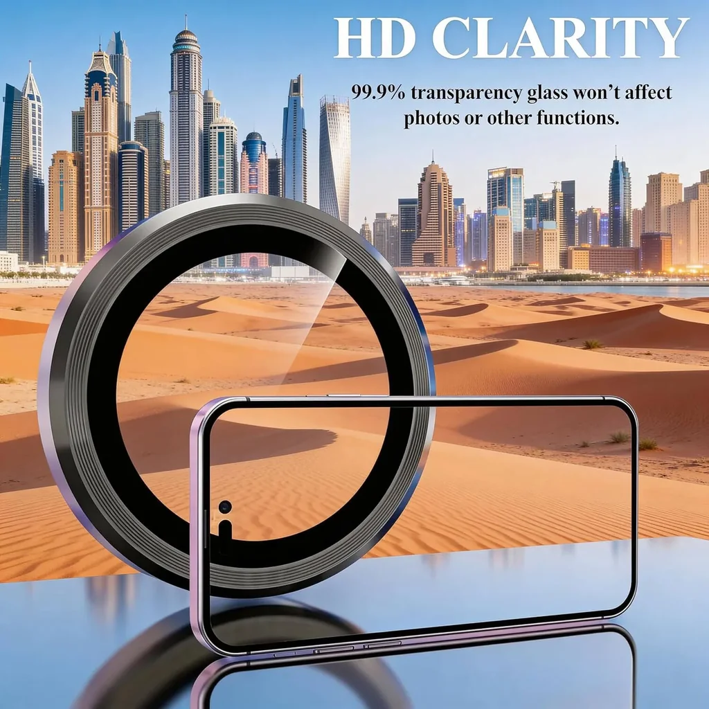 CROWNYX Camera 3D Individual Lens Protector for iPhone 15 Pro or 15 Pro Max, 9H Tempered Glass, Anti-Scratch, Anti-Oil, Anti-Shock, Dirt Resistant, HD Clear, Pack Of 1 | IP15P15PM-3D-INDVL-CLP - Image 4