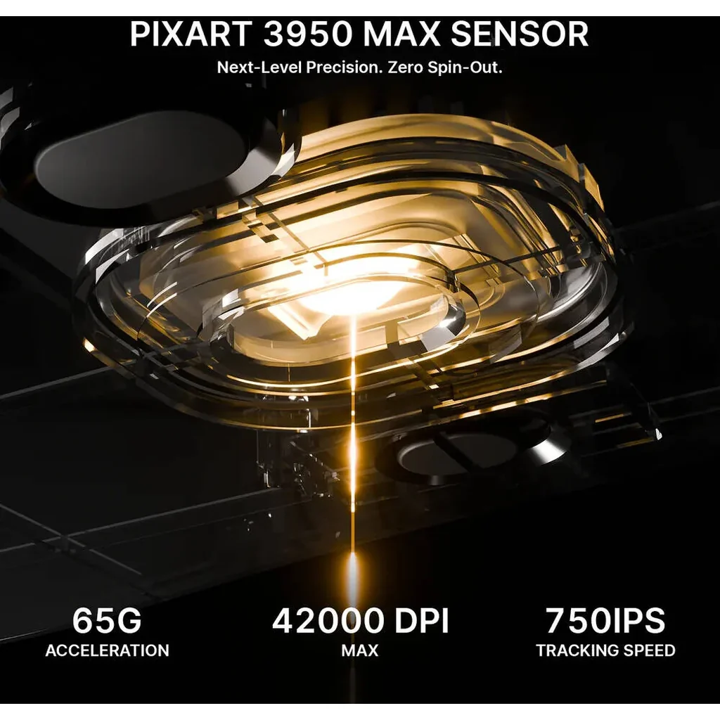 Attack Shark V8 Wireless Gaming Mouse, 8K Polling Rate, 42,000 DPI PAW3950 MAX Sensor, Ultra-Lightweight 59g Esports Mouse, 400H mAh, Tri-Mode Bluetooth, 2.4GHz & Wired Connectivity, Black | V8 - Image 6