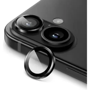 CROWNYX iPhone 16 & 16 Plus Camera Lens Protector 9H Tempered Glass, 3D Individual Lens Cover, Anti-Scratch, HD Night Photography, Bubble-Free Pack1, Black | IP1616P-3D-INDVL-CLP
