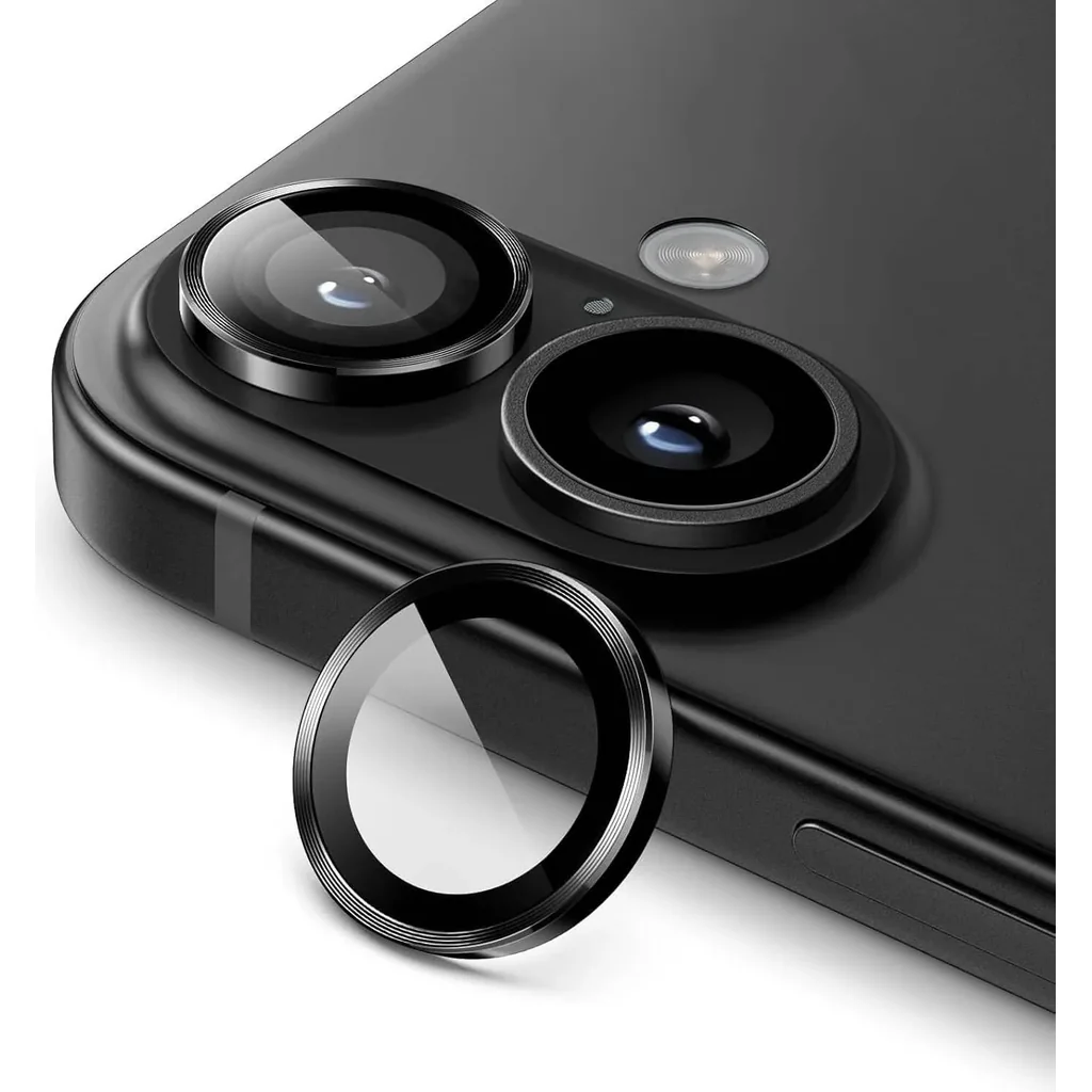 CROWNYX iPhone 16 & 16 Plus Camera Lens Protector 9H Tempered Glass, 3D Individual Lens Cover, Anti-Scratch, HD Night Photography, Bubble-Free Pack1, Black | IP1616P-3D-INDVL-CLP