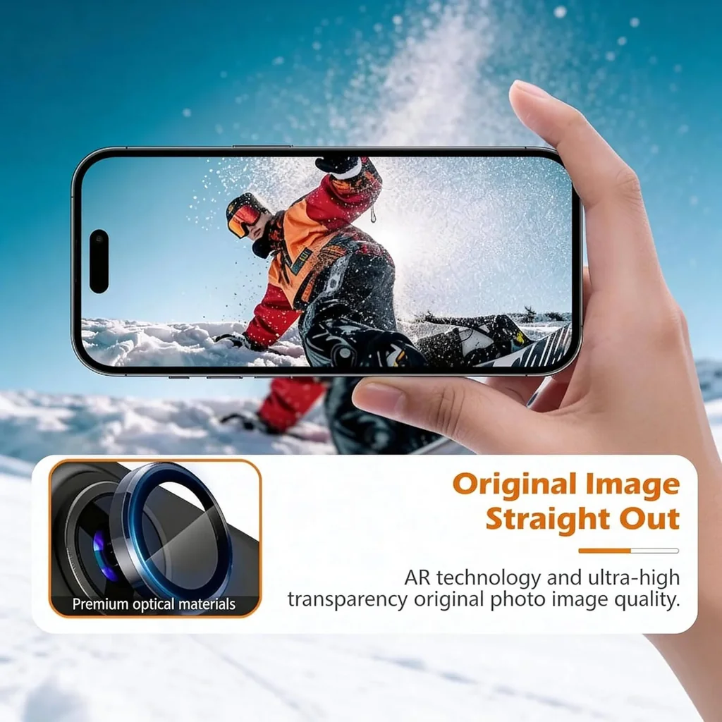 CROWNYX Camera 3D Individual Lens Protector for iPhone 16 Pro & 16 Pro Max, 9H Tempered Glass, Anti-Scratch, Anti-Oil, Anti-Shock, HD Clear, Night Shot, Bubble-Free Pack of 1 | IP16P16PM-3DINDVL-CLP - Image 7