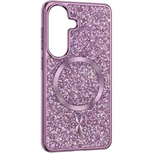CROWNYX Luxury Glitter Case for Samsung Galaxy S26 Plus, Magnetic Sparkle Rhinestone Diamond Protective Cover, Slim Shockproof Bling Phone Case with Camera Protection, Pink | SAMS26PL-MGSF-GA-PNK