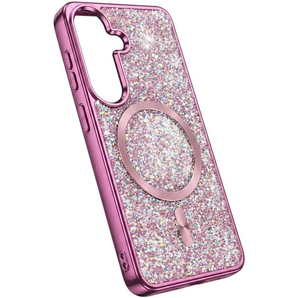 CROWNYX Luxury Glitter Case for Samsung Galaxy S26 Plus, Magnetic Sparkle Rhinestone Diamond Protective Cover, Slim Shockproof Bling Phone Case with Camera Protection, Pink | SAMS26PL-MGSF-GA-PNK - Image 3