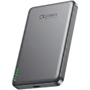 CROWNYX 5000mAh Wireless Power Bank 15W PD Fast Charging, MagSafe Compatible Portable Charger for iPhone, Samsung, Apple Watch & AirPods, Grey | CPB5K4