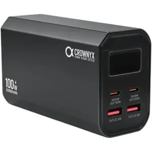 CROWNYX 30000mAh 100W PD Power Bank, Fast Charging USB-C & USB-A Portable Charger with LED Display for Laptop, Phone, Travel & Emergency Use, Black | CPB30K
