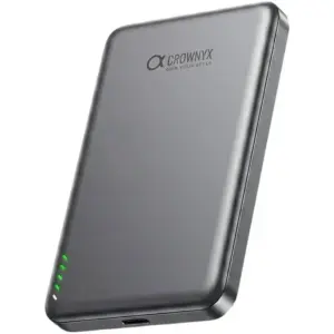 CROWNYX 10000mAh Wireless Power Bank, MagSafe Compatible Magnetic Portable Charger with 15W PD Fast Charging for iPhone 16/15 Series, Apple Watch & AirPods, Grey | CPH10K