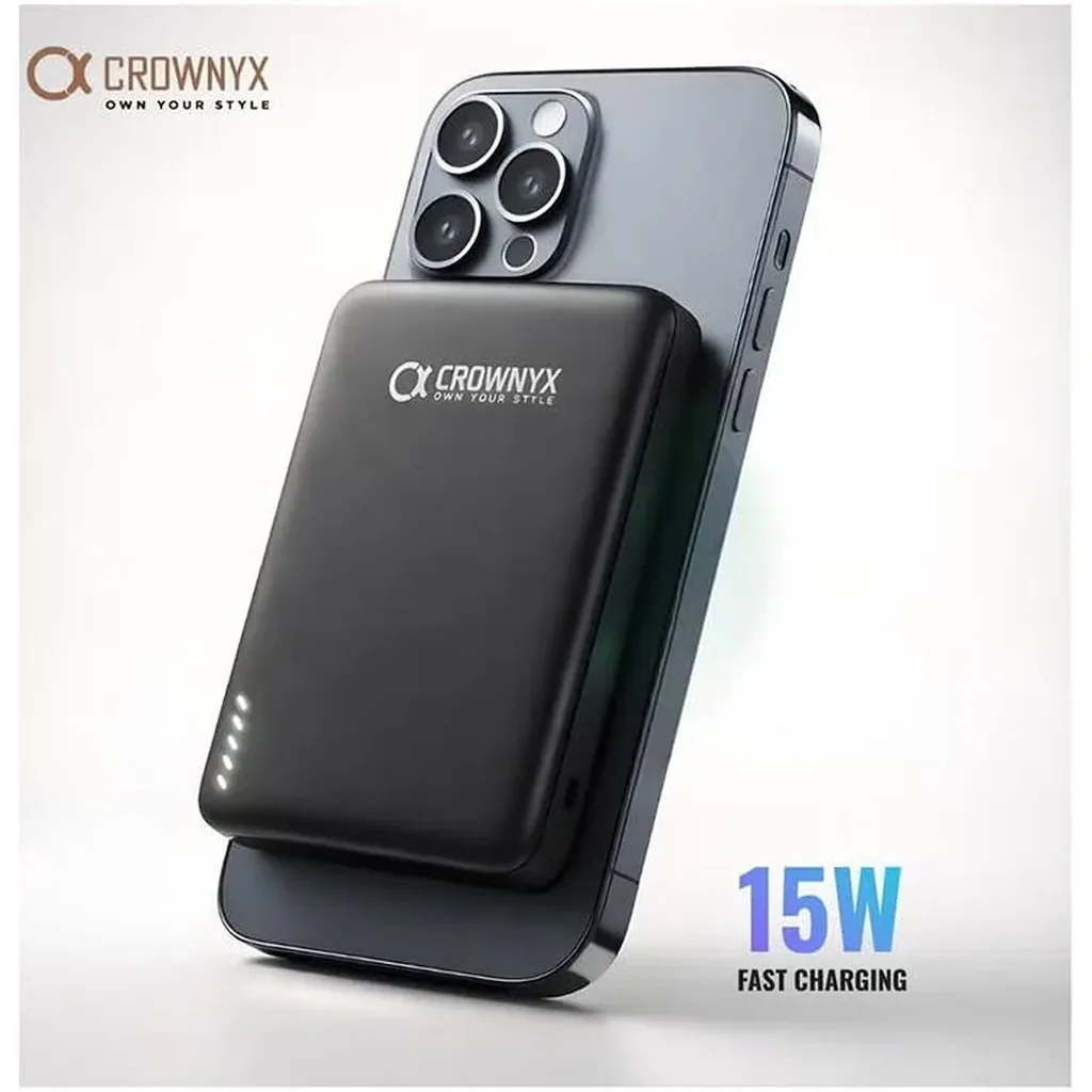 CROWNYX 10000mAh Wireless Power Bank, MagSafe Compatible Magnetic Portable Charger with 15W PD Fast Charging for iPhone 16/15 Series, Apple Watch & AirPods, Grey | CPH10K - Image 5